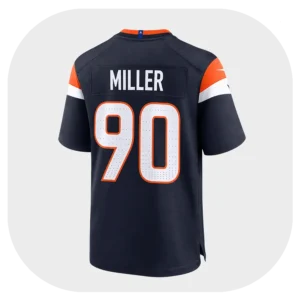 Jordan Miller Broncos Navy Game Jersey Back Look