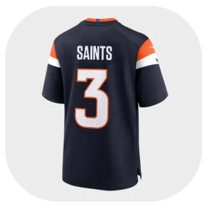 Lutz Saints Broncos Navy Game Jersey Back Look