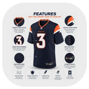 Lutz Saints Broncos Navy Game Jersey Details