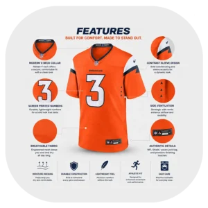 Lutz Saints Broncos Team Orange Game Jersey Details