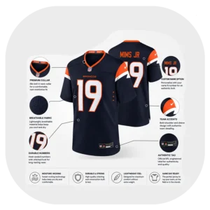 Marvin Mims Jr Navy Broncos Game Jersey Details
