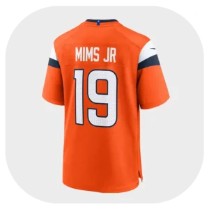 Marvin Mims Jr Orange Broncos Team Game Jersey Back Look