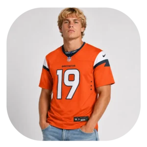 Marvin Mims Jr Orange Broncos Team Game Jersey Look