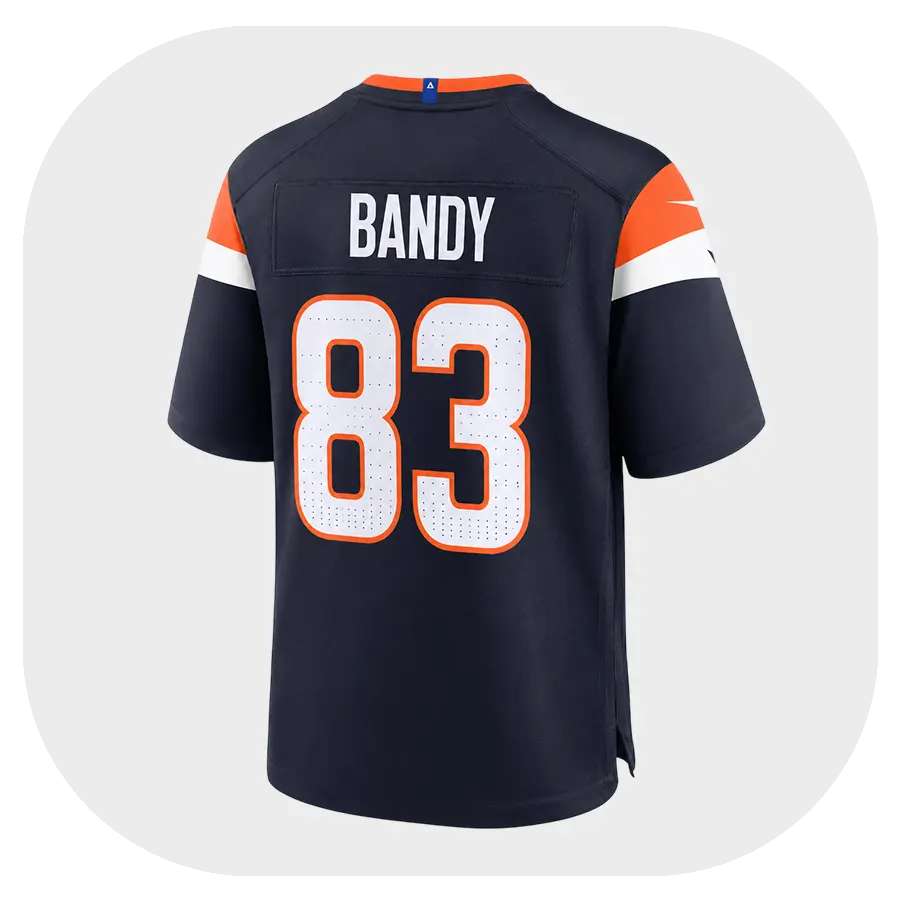 Michael Bandy Broncos Team Navy Game Jersey - Back Look