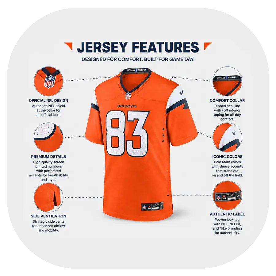 Michael Bandy Broncos Team Orange Game Jersey - Details