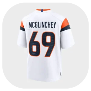 Mike Mcglinchey White Game Broncos Jersey Back Look