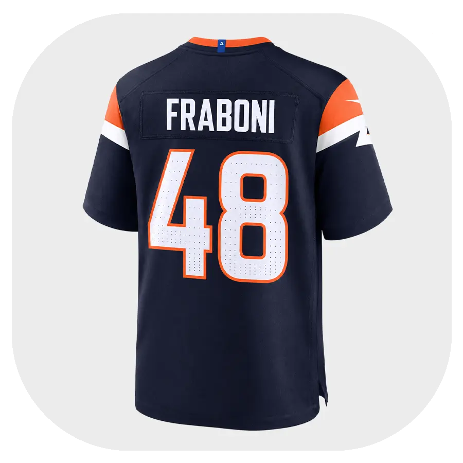 Mitchell Fraboni Broncos Navy Team Game Jersey - Back Look