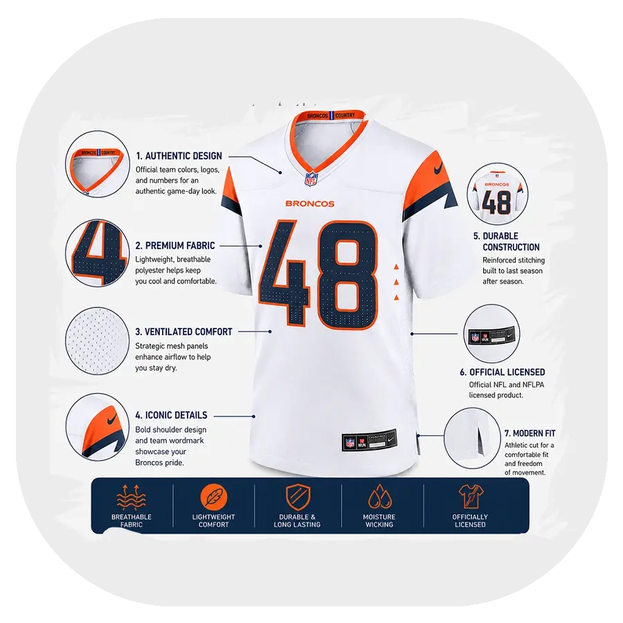 Mitchell Fraboni White Broncos Team Jersey - Details