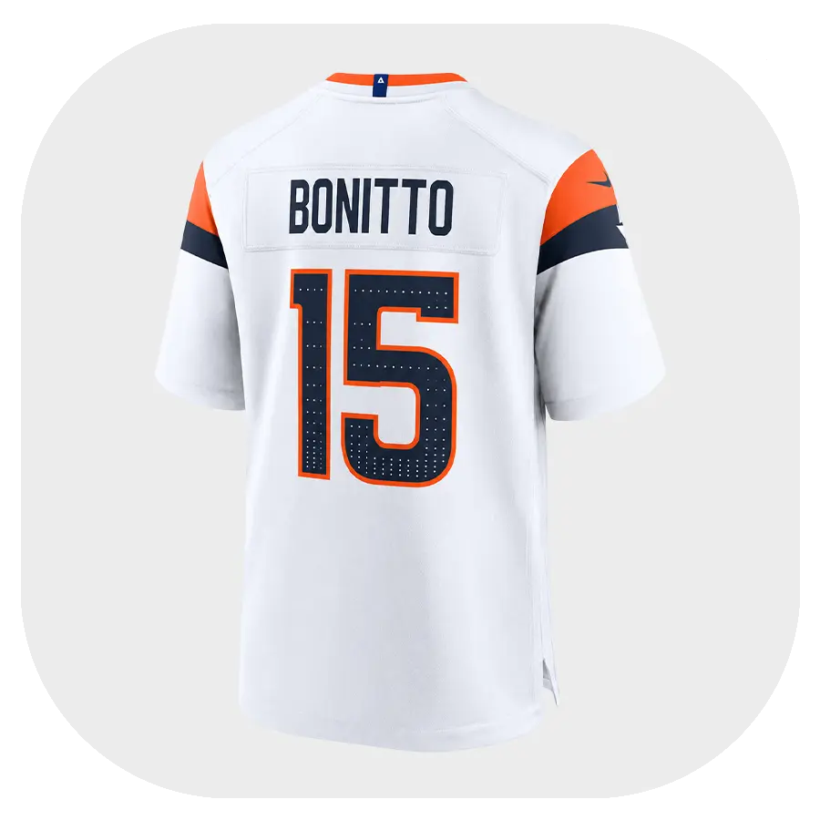 Nik Bonitto Broncos Game White Jersey - Back Look