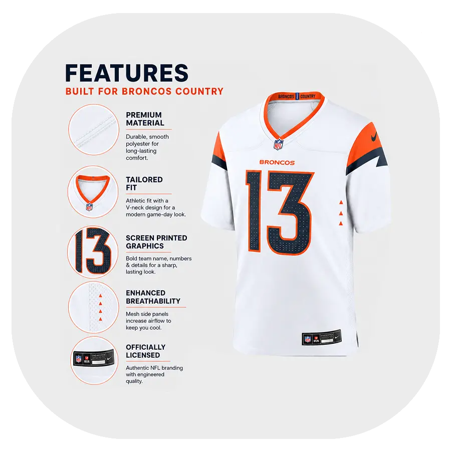 Pat Bryant Broncos White Jersey 3