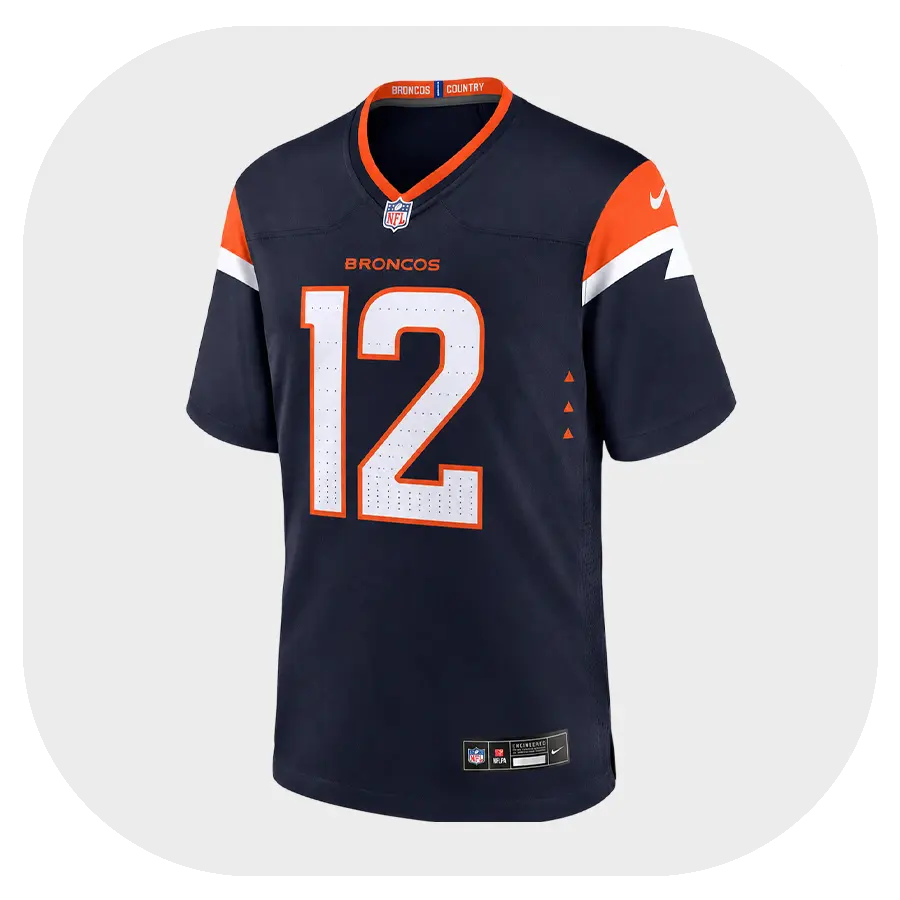 Rj Harvey Broncos Team Navy Game Jersey - Front Look