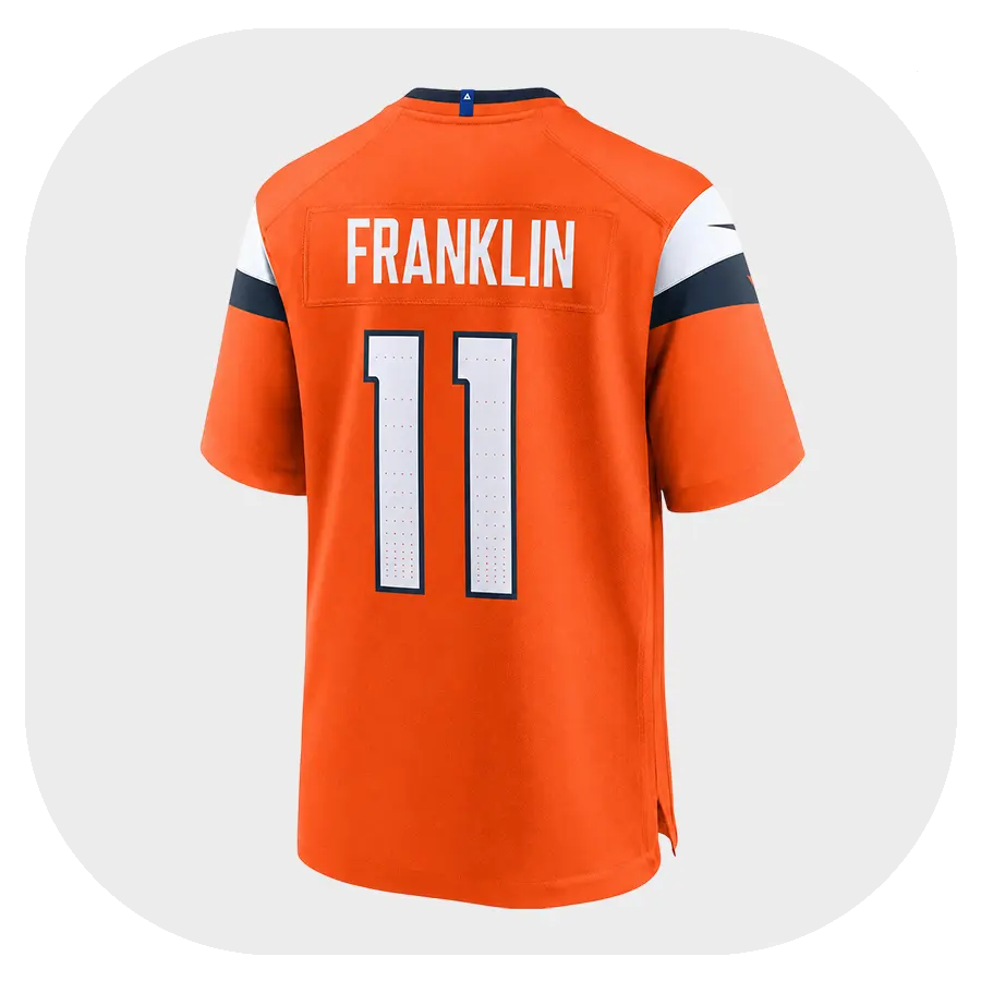 Troy Franklin Game Broncos Team Orange Jersey - Back Look
