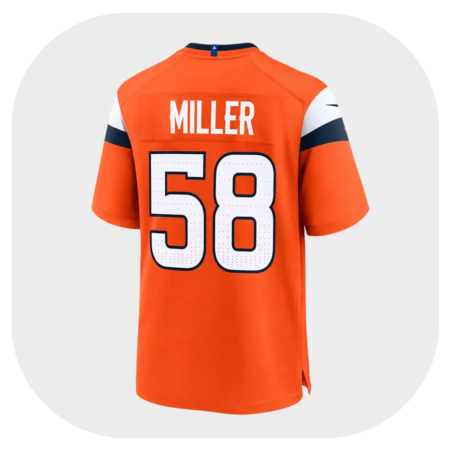 Von Miller Broncos Game Orange Jersey - Back Look
