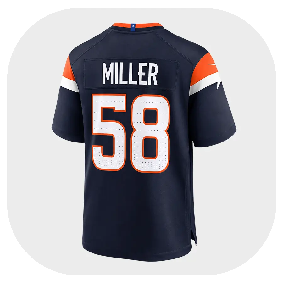 Von Miller Broncos Navy Fan Game Jersey - Back Look