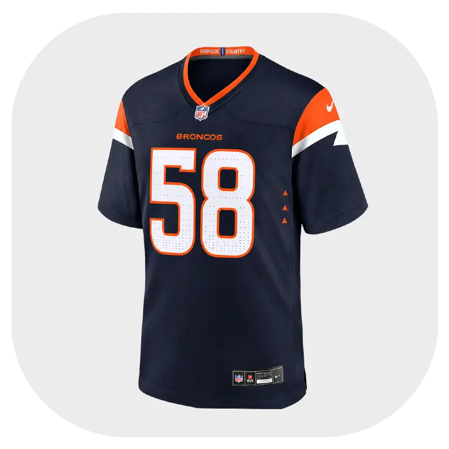 Von Miller Broncos Navy Fan Game Jersey - Front Look