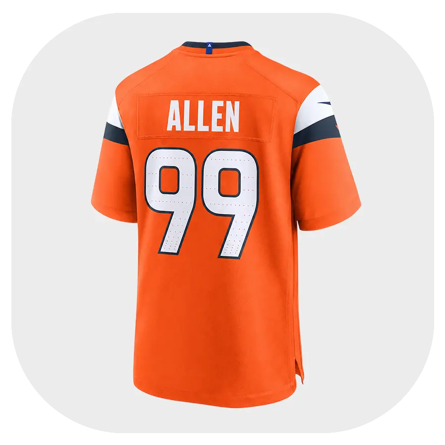 Zach Allen Broncos Team Orange Game Jersey - Back Look