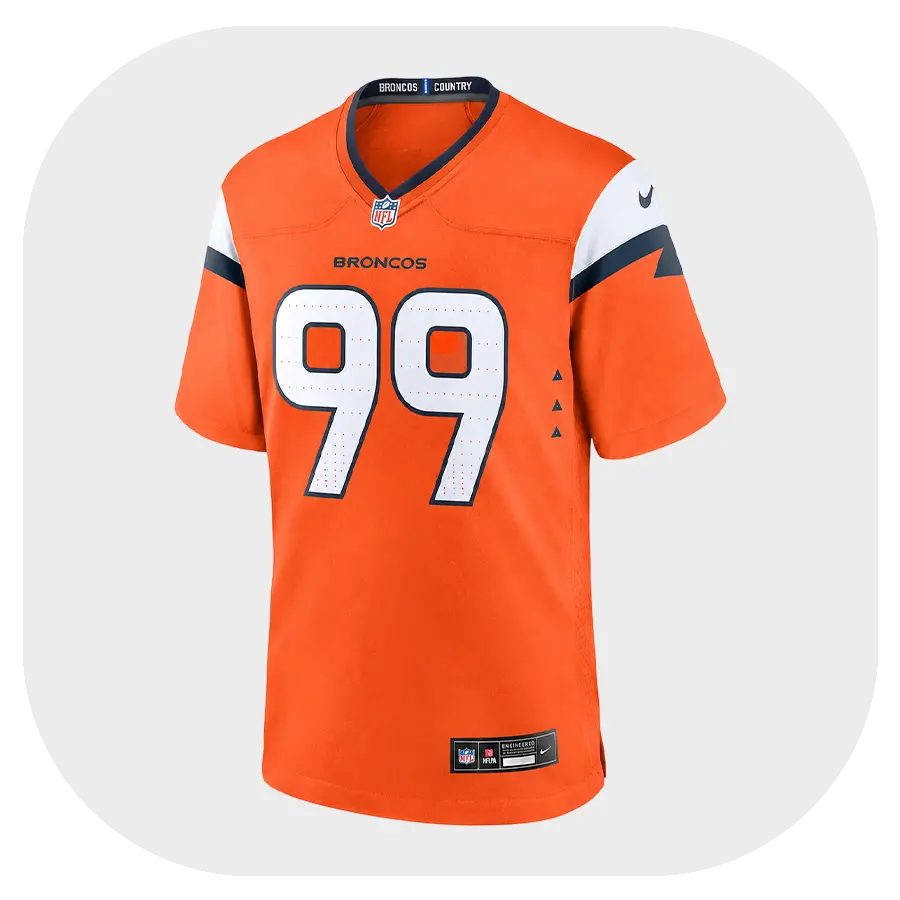 Zach Allen Broncos Team Orange Game Jersey - Front Look