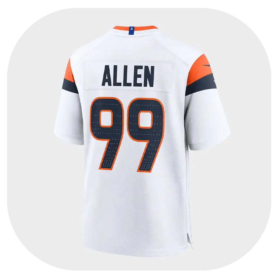 Zach Allen Broncos White Game Jersey - Back Look