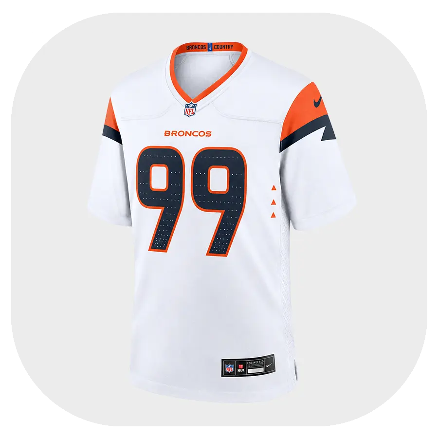 Zach Allen Broncos White Game Jersey - Front Look