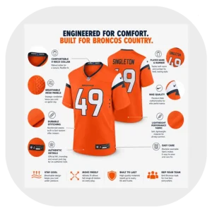 Alex Singleton Broncos Team Orange Game Jersey Details
