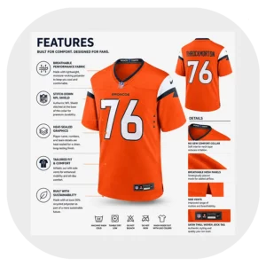 Calvin Throckmorton Broncos Orange Game Jersey Details