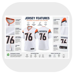 Calvin Throckmorton White Game Broncos Jersey Details