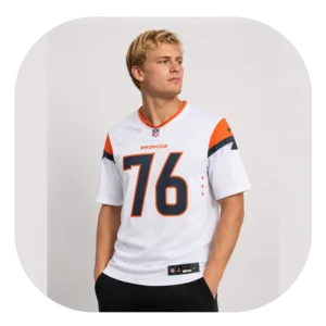 Calvin Throckmorton White Game Broncos Jersey Look