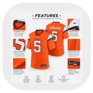 Cody Schrader Broncos Orange Game Jersey Details