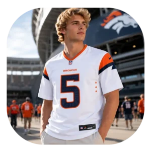Cody Schrader White Broncos Game Jersey Look
