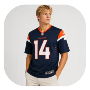 Courtland Sutton Navy Broncos Game Jersey Look