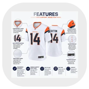 Courtland Sutton White Broncos Game Jersey Details
