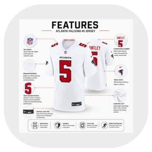 Drake London Falcons Black Game Jersey Details