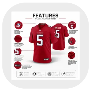 Drake London Falcons Red Game Jersey Details