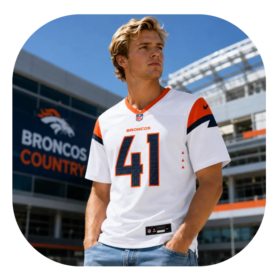 Drew Sanders Broncos Game White Jersey - Look Drew Sanders Broncos Game White Jersey Look