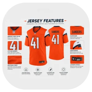 Drew Sanders Broncos Orange Game Jersey Details