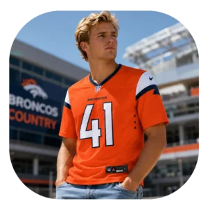 Drew Sanders Broncos Orange Game Jersey Look