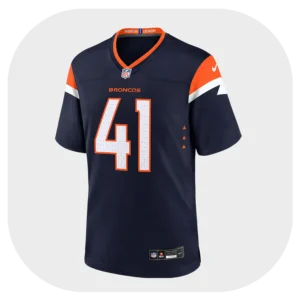 Drew Sanders Navy Broncos Game Jersey