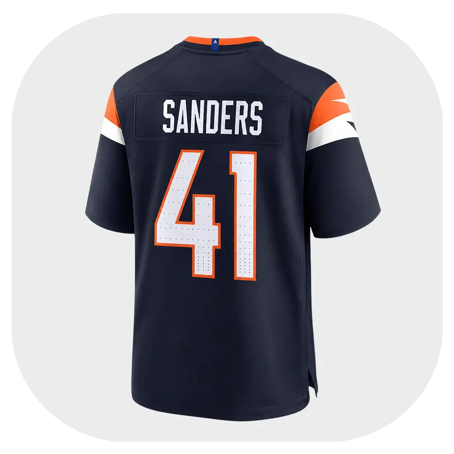 Drew Sanders Navy Broncos Game Jersey - Look Drew Sanders Navy Broncos Game Jersey Look