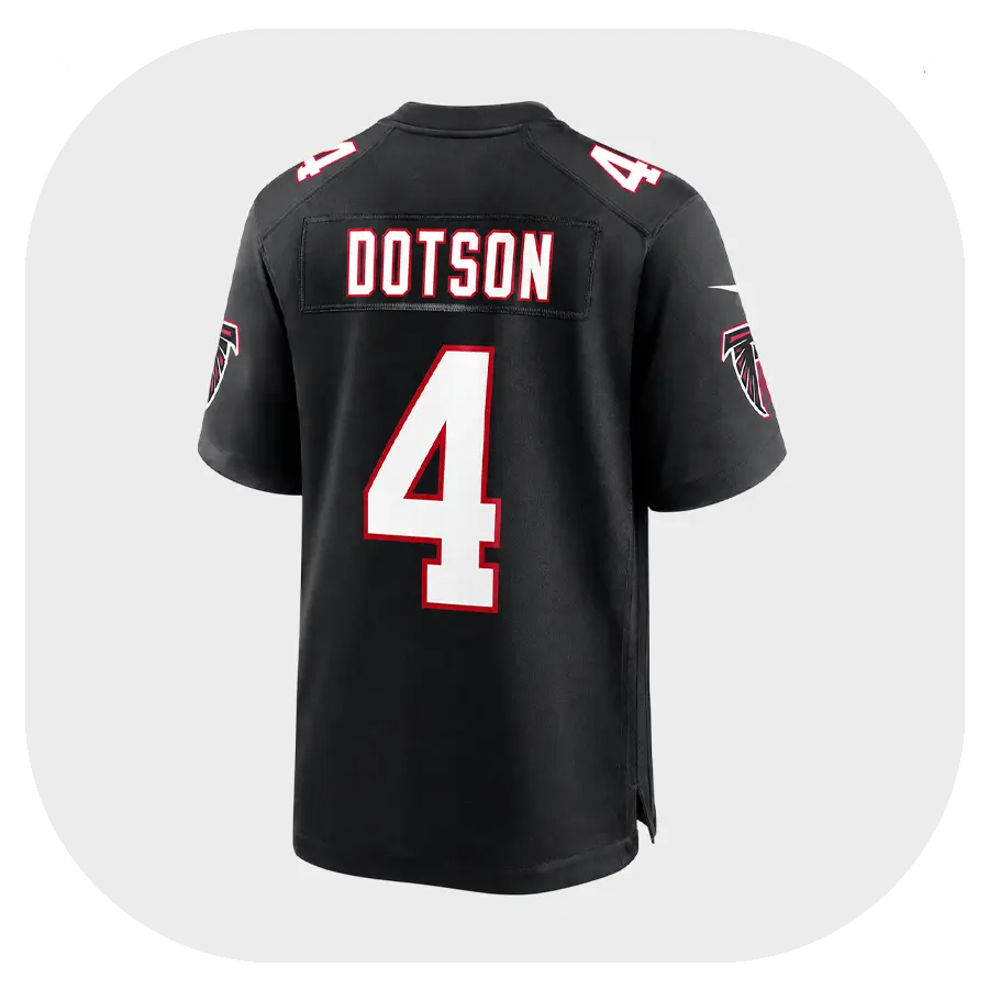 Jahan Dotson Falcons Team Black Game Jersey - Back Look Jahan Dotson Falcons Team Black Game Jersey Back Look
