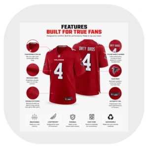 Jahan Dotson Falcons Team Red Game Jersey Details
