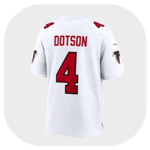 Jahan Dotson Falcons White Game Jersey Back Look