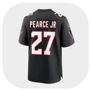 James Pearce Jr Falcons Black Game Jersey Back Look