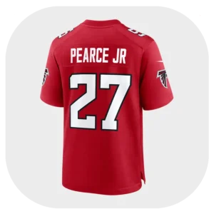 James Pearce Jr Falcons Team Red Game Jersey Back Look