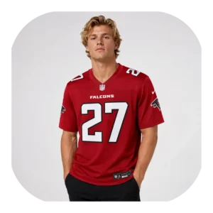 James Pearce Jr Falcons Team Red Game Jersey Look