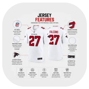James Pearce Jr Falcons White Game Jersey Details