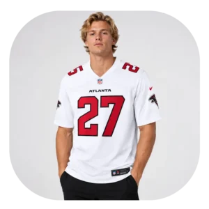 James Pearce Jr Falcons White Game Jersey Look