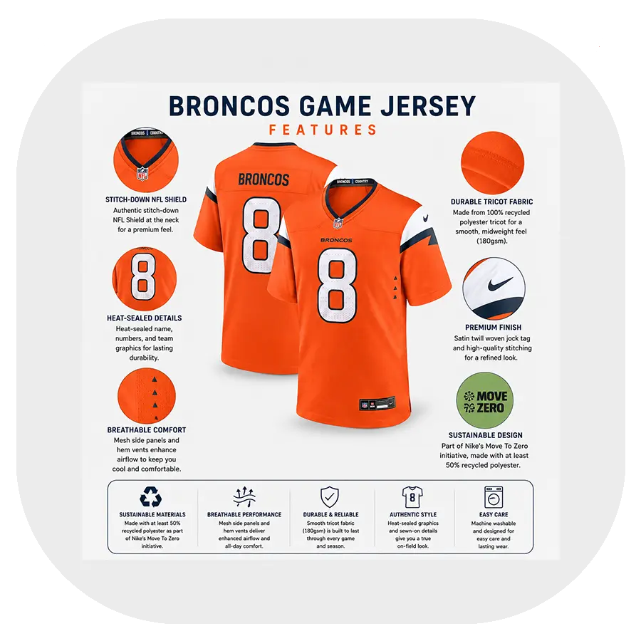 Jarrett Stidham Broncos Orange Game Jersey - Details Jarrett Stidham Broncos Orange Game Jersey Details