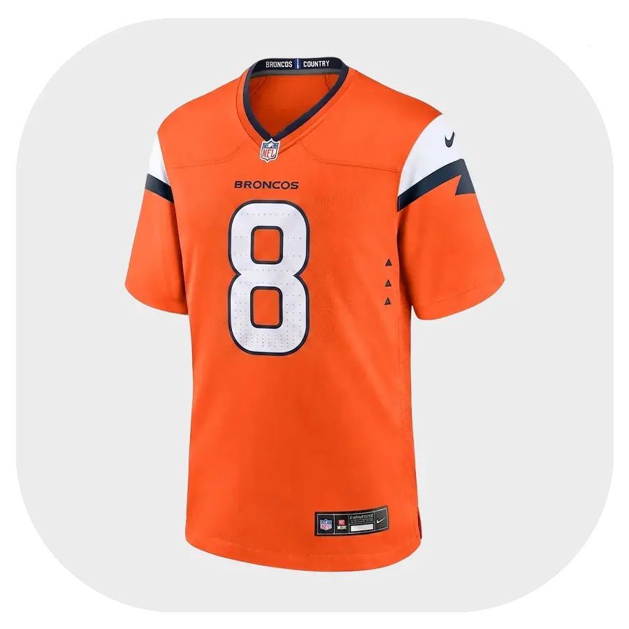 Jarrett Stidham Broncos Orange Game Jersey - Front Look Jarrett Stidham Broncos Orange Game Jersey Front Look