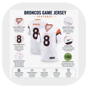 Jarrett Stidham White Broncos Game Jersey Details