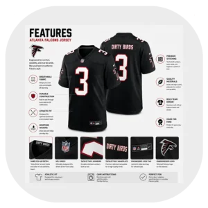 Jessie Bates Falcons Black Game Jersey Details